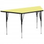 Flash Furniture 30''W x 60''L Trapezoid Activity Table with Yellow Thermal Fused Laminate Top and Standard Height Adjustable Legs XU-A3060-TRAP-YEL-T-A-GG