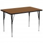 Flash Furniture 30''W x 72''L Rectangular Activity Table with 1.25'' Thick High Pressure Oak Laminate Top and Standard Height Adjustable Legs XU-A3072-REC-OAK-H-A-GG