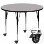 Flash Furniture XU-A48-RND-GY-T-A-CAS-GG Mobile Round Activity Table with Standard Height Adjustable Legs