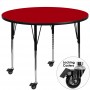 Flash Furniture XU-A48-RND-RED-T-A-CAS-GG Mobile Round Activity Table with Standard Height Adjustable Legs