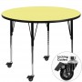 Flash Furniture XU-A48-RND-YEL-T-A-CAS-GG Mobile Round Activity Table with Standard Height Adjustable Legs