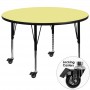 Flash Furniture XU-A48-RND-YEL-T-P-CAS-GG Mobile Round Activity Table with Height Adjustable Pre-School Legs