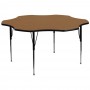Flash Furniture 60'' Flower Shaped Activity Table with Oak Thermal Fused Laminate Top and Standard Height Adjustable Legs XU-A60-FLR-OAK-T-A-GG