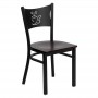 Flash Furniture Hercules Series Black Coffee Back Metal Restaurant Chair with Mahogany Wood Seat XU-DG-60099-COF-MAHW-GG