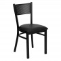 Flash Furniture Hercules Series Black Grid Back Metal Restaurant Chair with Black Vinyl Seat XU-DG-60115-GRD-BLKV-GG