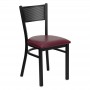 Flash Furniture Hercules Series Black Grid Back Metal Restaurant Chair with Burgundy Vinyl Seat XU-DG-60115-GRD-BURV-GG