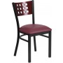 Flash Furniture XU-DG-60117-MAH-BURV-GG HERCULES Series Black Decorative Cutout Back Metal Restaurant Chair - Mahogany Wood BackBurgundy Vinyl Seat