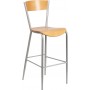Flash Furniture XU-DG-60218-NAT-GG Invincible Series Metal Restaurant Barstool - Natural Wood Back and Seat