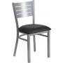 Flash Furniture XU-DG-60401-BLKV-GG HERCULES Series Silver Slat Back Metal Restaurant Chair