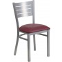 Flash Furniture XU-DG-60401-BURV-GG HERCULES Series Silver Slat Back Metal Restaurant Chair