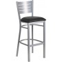 Flash Furniture XU-DG-60402-BAR-BLKV-GG HERCULES Series Silver Slat Back Metal Restaurant Barstool