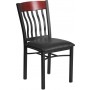 Flash Furniture XU-DG-60618-MAH-BLKV-GG Wood Restaurant Chair in Mahogany