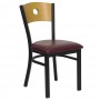 Flash Furniture Hercules Series Black Circle Back Metal Restaurant Chair with Natural Wood Back and Burgundy Vinyl Seat XU-DG-6F2B-CIR-BURV-GG