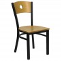 Flash Furniture Hercules Series Black Circle Back Metal Restaurant Chair with Natural Wood Back and Seat XU-DG-6F2B-CIR-NATW-GG