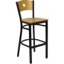 Flash Furniture Hercules Series Black Slat Back Metal Restaurant Chair with Natural Wood Back and Black Vinyl Seat XU-DG-6G7B-SLAT-BLKV-GG