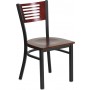 Flash Furniture XU-DG-6G5B-MAH-MTL-GG Metal Restaurant Chair in Black Mahogany