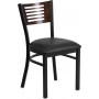 Flash Furniture XU-DG-6G5B-WAL-BLKV-GG HERCULES Series Black Decorative Slat Back Metal Restaurant Chair, Black Vinyl Seat