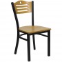 Flash Furniture Hercules Series Black Slat Back Metal Restaurant Chair with Natural Wood Back and Seat XU-DG-6G7B-SLAT-NATW-GG