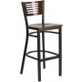 Flash Furniture XU-DG-6H1B-WAL-BAR-MTL-GG Metal Restaurant Barstool in Black Walnut