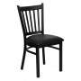 Flash Furniture Hercules Series Black Vertical Back Metal Restaurant Chair with Black Vinyl Seat XU-DG-6Q2B-VRT-BLKV-GG