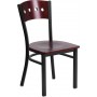 Flash Furniture XU-DG-6Y1B-MAH-MTL-GG HERCULES Series Black Decorative 4 Square Back Metal Restaurant Chair - Mahogany Wood Back & Seat