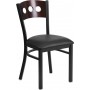 Flash Furniture XU-DG-6Y2B-WAL-BLKV-GG HERCULES Series Black Decorative 3 Circle Back Metal Restaurant Chair - Walnut Wood BackBlack Vinyl Seat