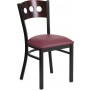 Flash Furniture XU-DG-6Y2B-WAL-BURV-GG HERCULES Series Black Decorative 3 Circle Back Metal Restaurant Chair - Walnut Wood BackBurgundy Vinyl Seat