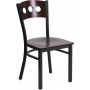 Flash Furniture XU-DG-6Y2B-WAL-MTL-GG HERCULES Series Black Decorative 3 Circle Back Metal Restaurant Chair - Walnut Wood Back & Seat