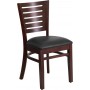 Flash Furniture XU-DG-W0108-WAL-BLKV-GG Darby Series Slat Back Walnut Wooden Restaurant Chair- Black Vinyl Seat