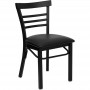 Flash Furniture Hercules Series Black Ladder Back Metal Restaurant Chair with Black Vinyl Seat XU-DG694BLAD-BLKV-GG