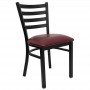 Flash Furniture Hercules Series Black Ladder Back Metal Restaurant Chair with Burgundy Vinyl Seat XU-DG694BLAD-BURV-GG