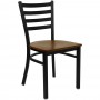 Flash Furniture Hercules Series Black Ladder Back Metal Restaurant Chair with Cherry Wood Seat XU-DG694BLAD-CHYW-GG