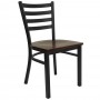 Flash Furniture Hercules Series Black Ladder Back Metal Restaurant Chair with Mahogany Wood Seat XU-DG694BLAD-MAHW-GG