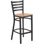 Flash Furniture XU-DG697BLAD-BAR-NATW-GG Metal Restaurant Bar Stool in Black Natural