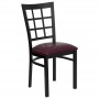 Flash Furniture Hercules Series Black Window Back Metal Restaurant Chair with Burgundy Vinyl Seat XU-DG6Q3BWIN-BURV-GG