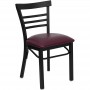Flash Furniture Hercules Series Black Ladder Back Metal Restaurant Chair with Burgundy Vinyl Seat XU-DG6Q6B1LAD-BURV-GG