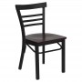 Flash Furniture Hercules Series Black Ladder Back Metal Restaurant Chair with Mahogany Wood Seat XU-DG6Q6B1LAD-MAHW-GG