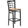 Flash Furniture XU-DG6R7BWIN-BAR-NATW-GG Metal Restaurant Bar Stool in Black Natural