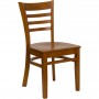 Flash Furniture Hercules Series Cherry Finished Ladder Back Wooden Restaurant Chair with Burgundy Vinyl Seat XU-DGW0005LAD-CHY-BURV-GG