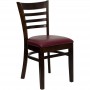 Flash Furniture Hercules Series Walnut Finished Ladder Back Wooden Restaurant Chair with Burgundy Vinyl Seat XU-DGW0005LAD-WAL-BURV-GG