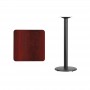 Flash Furniture XU-MAHTB-2424-TR18B-GG 24" Square Mahogany Laminate Table Top with 18" Round Bar Height Table Base