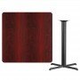 Flash Furniture XU-MAHTB-4242-T3333B-GG 42" Square Mahogany Laminate Table Top with 33" Bar Height Table Base