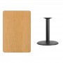 Flash Furniture XU-NATTB-3045-TR24-GG 30" x 45" Rectangular Natural Laminate Table Top with 24" Round Table Height Base