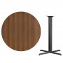 Flash Furniture XU-RD-42-WALTB-T3333B-GG 42" Round Walnut Laminate Table Top with 33" Bar Height Table Base