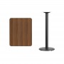 Flash Furniture XU-WALTB-2430-TR18B-GG 24" x 30" Rectangular Walnut Laminate Table Top with 18" Round Bar Height Table Base