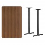 Flash Furniture XU-WALTB-3048-T0522B-GG 30" x 48" Rectangular Walnut Laminate Table Top with 5" x 22" Bar Height Table Bases