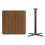 Flash Furniture XU-WALTB-3636-T3030B-GG 36" Square Walnut Laminate Table Top with 30" Bar Height Table Base