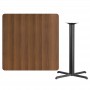 Flash Furniture XU-WALTB-4242-T3333B-GG 42" Square Walnut Laminate Table Top with 33" Bar Height Table Base