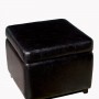Wholesale Interiors Full Leather Ottoman Black Y-162-023-black