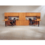 Jasper Shuffle Veneer Two Person Workstation with Overhead and Storage Cabinet